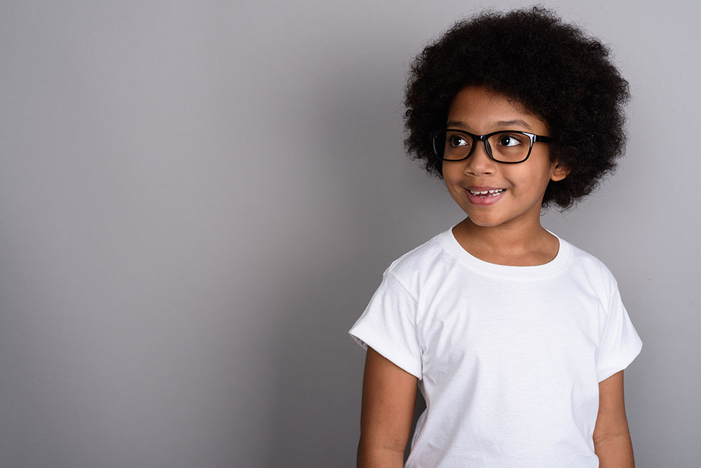 young african american girl wearing glasses